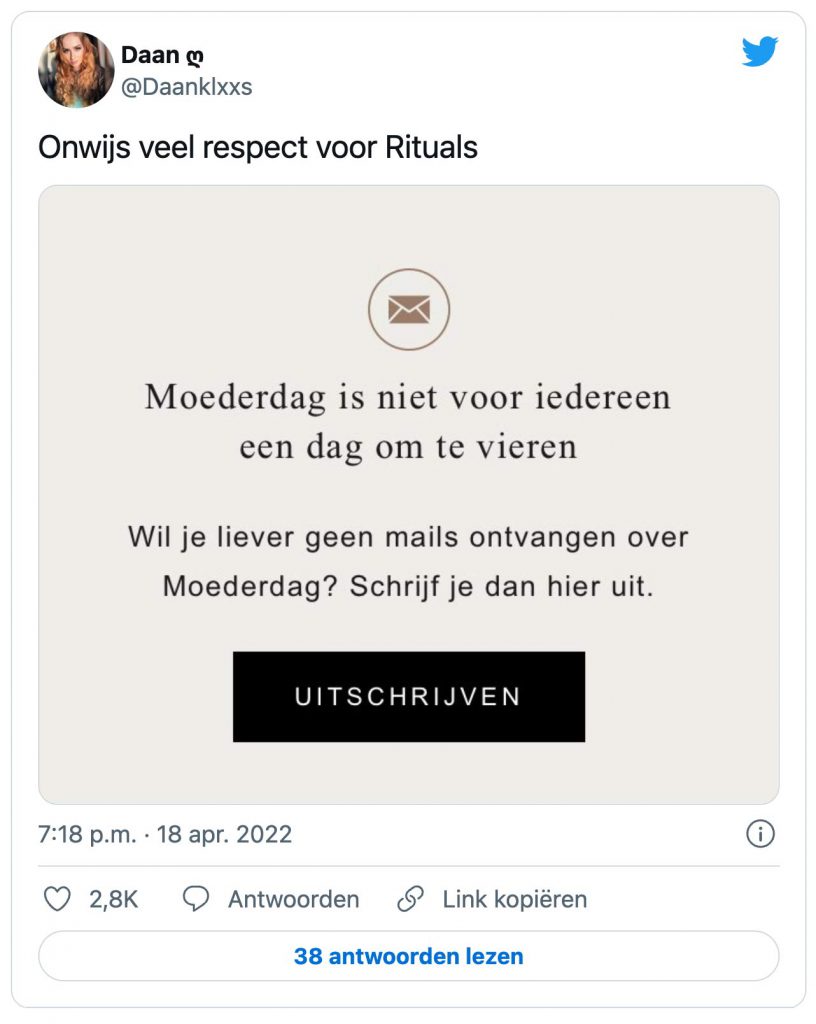 Moederdag afmelden Rituals