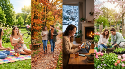 Vrijetijdsbesteding verandert mee met het seizoen, van buitenleven tot online verbinding